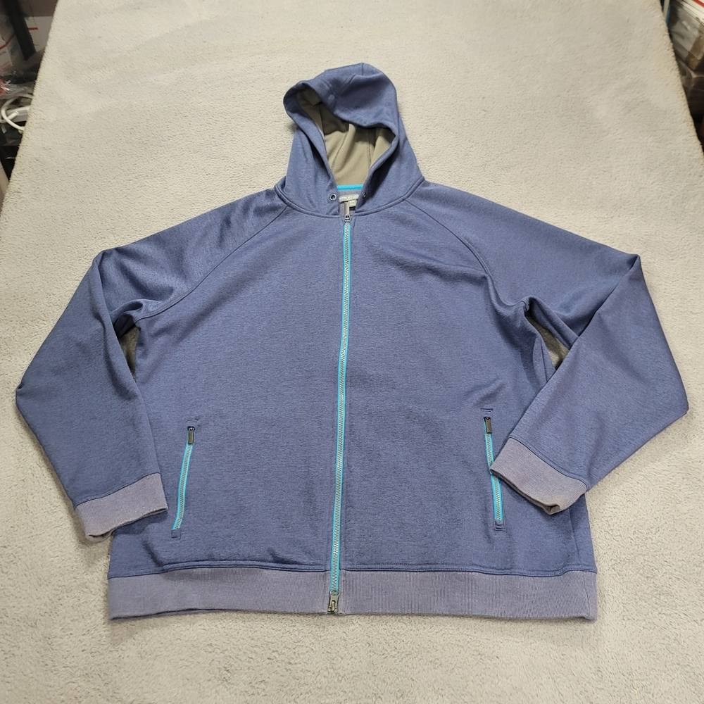 Peter Millar Hoodie Men's XL Blue Placid Full Zip Crown Sport MF18EK75 *Read